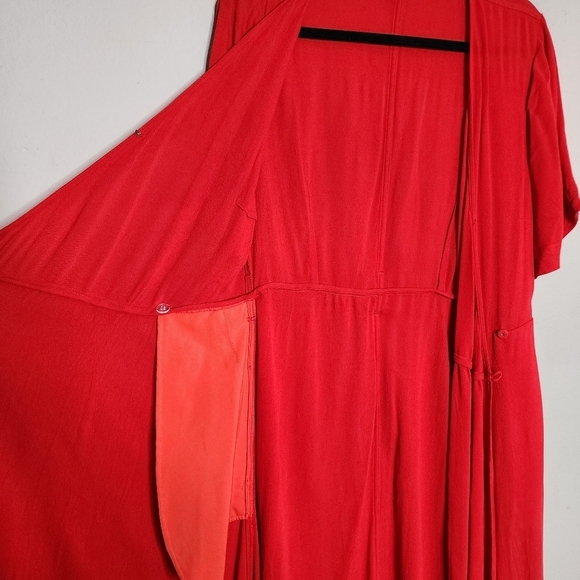 Banana Republic handkerchief hem red wrap midi dress. Belted. Size 12. Pockets - Picture 11 of 16